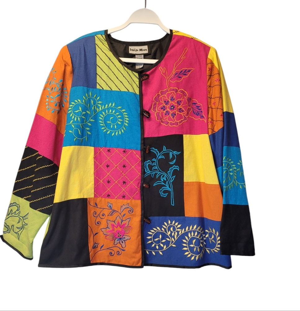 Indigo Moon Embroidered Patchwork Coat - image 8